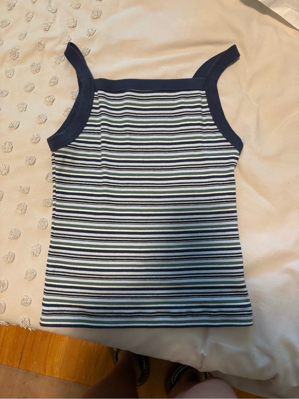 Abercrombie Striped Navy & White Ribbed Tank Top